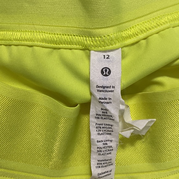 Lululemon Neon Yellow Skirt, Size 12 - Picture 5 of 5
